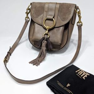 Frye Ilana Saddle Bag Leather Suede Harness Purse